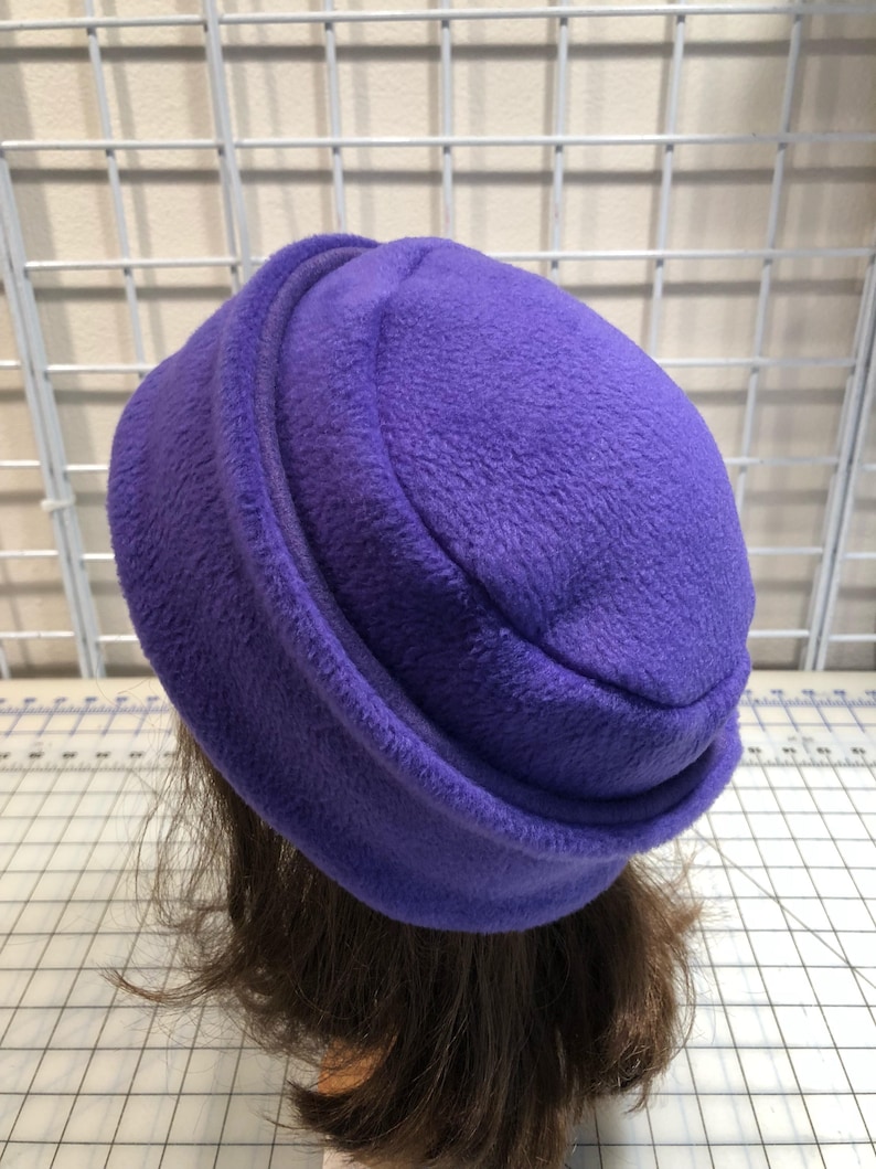 Adult Fleece PILLBOX Hat Purple fleece hat Women's Etsy