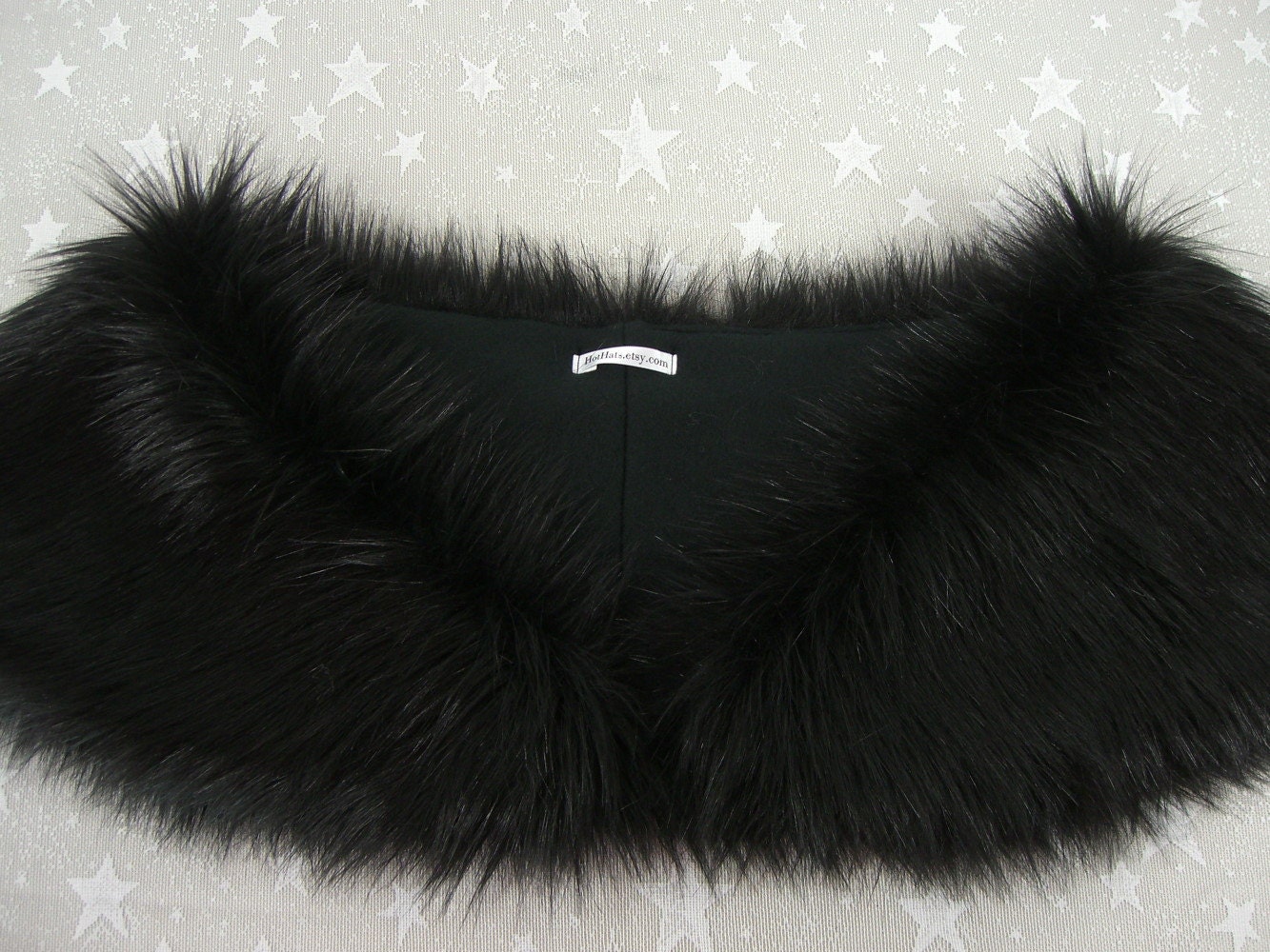 Jet Black Long Fox Faux Fur Shrug Faux Fur Shawl Fur Stole | Etsy