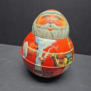 VTG 1980 Chein Santa Roly poly tabaksblik Bristol Ware kerstpijp 7&quot;Htf