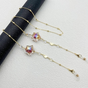 Cute person star pendant glasses chain, crystal gemstone glasses chain, fashionable women&#39;s sunglasses hanging chain, glasses accessories