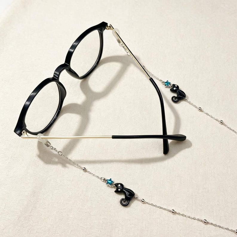Cat Pendant Eyeglass Chain: 14K Gold Plated Kitten Glasses Strap image 7