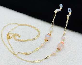 Handgemaakte lenzenvloeistofketting met kralen, verguld modeaccessoire, 29 inch