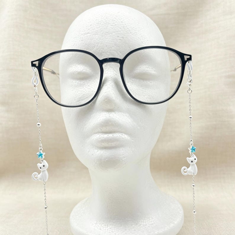 Cat Pendant Eyeglass Chain: 14K Gold Plated Kitten Glasses Strap image 9