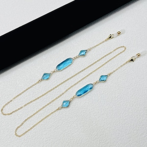 Geometrische Kristall Brillenkette, modische Damen Sonnenbrillen Kette, vergoldete Brillenkette, Brillenzubehör