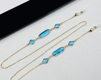 Gold Plated Crystal Eyeglass Chain, Fashionable Sunglasses Chain