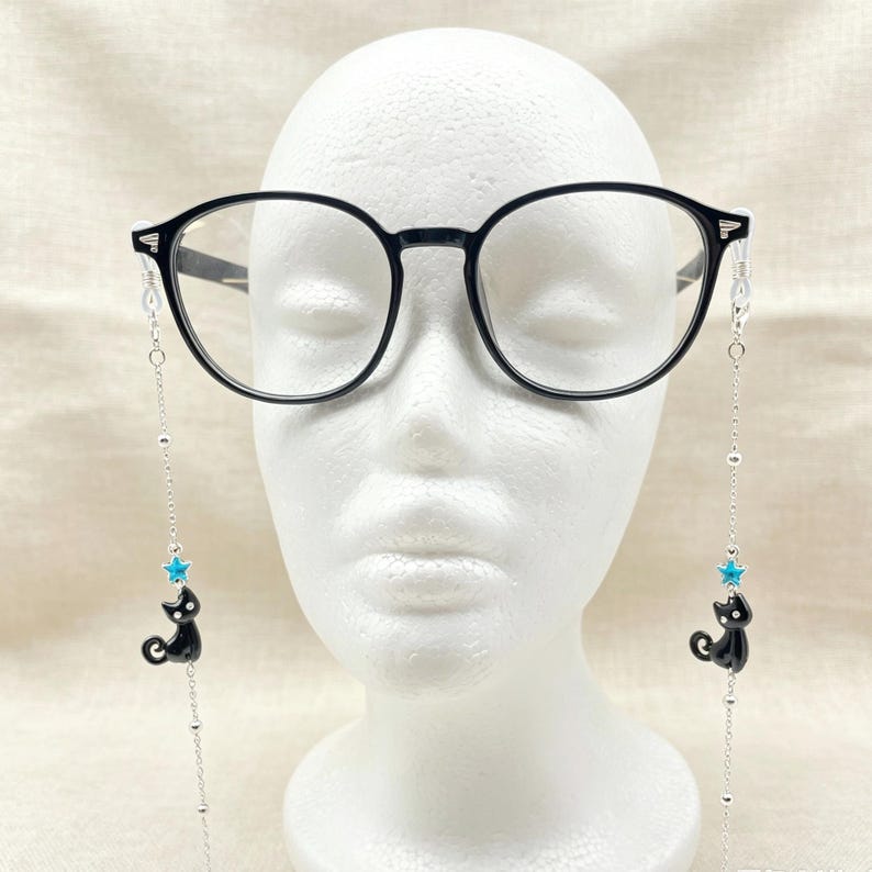 Cat Pendant Eyeglass Chain: 14K Gold Plated Kitten Glasses Strap image 8