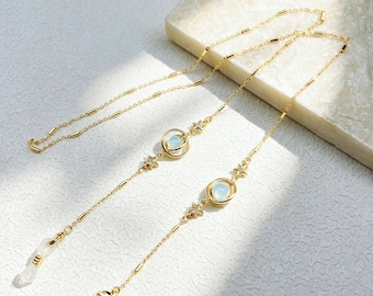 Vergulde brilketting planeetster, hangkoord lenzenvloeistof, accessoire tegen verlies
