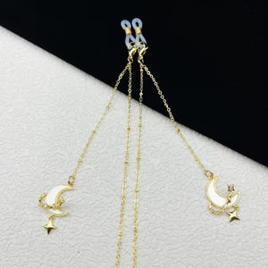 Shell star and moon pendant glasses chain, gold-plated glasses chain, fashionable women&#39;s sunglasses hanging chain, glasses accessories