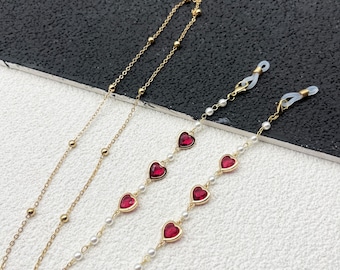 Hartvormige kristallen lenzenvloeistofketting, damesbrilband, accessoires