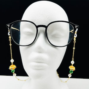 Cute mushroom pendant eyeglass chain, forest mushroom, handmade bead eyeglass chain, eyeglass accessories