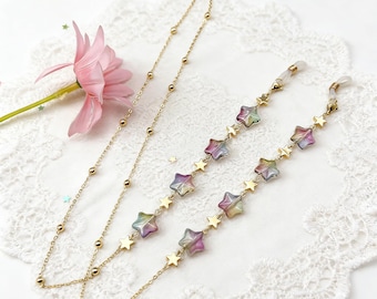 Handgemaakte kleurrijke brillenketting, acrylkralen zonnebrilketting
