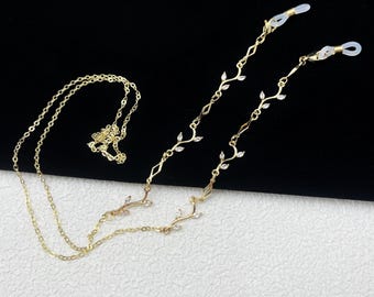 Cadena para gafas con colgante de ramas y hojas de árboles, cuerda para gafas de mujer de moda, accesorios