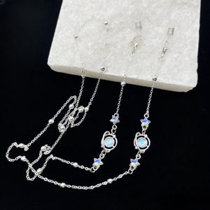 Star and Planet Glasses Chain, Fashion Women&#39;s Sunglasses Chain, Planet Glasses Chain, Silver, Glasses Accessories