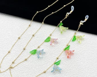 Fashion women's eyeglass chain, floral sunglasses chain, gold