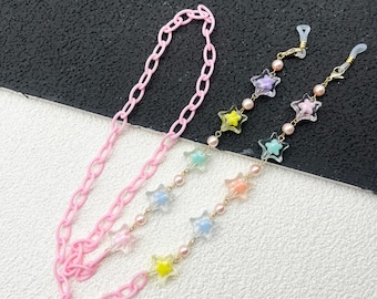 Brillenketting van acryl, handgemaakte ketting met kralenzonnebril