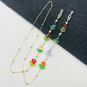 Fashionable flower eyeglass chain, handmade women&#39;s eyeglass chain, exquisite eyeglass chain, eyeglass accessories