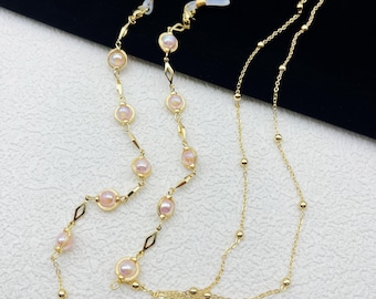 Handgemaakte parelketting, 14 kt vergulde damesmode