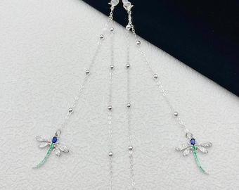 Brillenketting met libel, 14k vergulde brillenband
