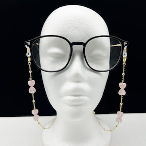 Herzförmige rosa Kristall Brillenkette, modische Damen Brillenkette, Edelstein Brillenkette, Brillenzubehör