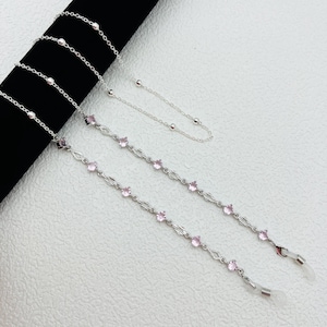Rosa Kristall Brillenkette, modische Damen Brillenkette, Edelstein Brillenkette, Brillenzubehör