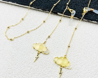 Cloud hanger lenzenvloeistof ketting, 14 kt verguld, antislip