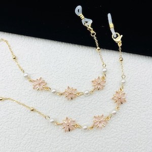 Exquisite crystal flower eyeglass chain, fashionable women&#39;s eyeglass chain, gold-plated eyeglass chain, gifts, eyeglass accessories