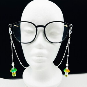 Cute mushroom pendant eyeglass chain, forest mushroom, handmade bead eyeglass chain, eyeglass accessories