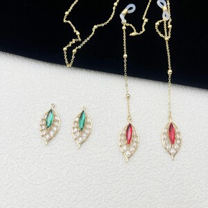 Leaf pendant eyeglass chain, fashionable women&#39;s sunglasses chain, gold-plated eyeglass chain