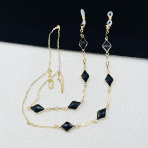 Geometrische Kristall Brillenkette, modische Damen Sonnenbrillen Kette, vergoldete Brillenkette, Brillenzubehör