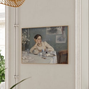 Tagträumer nach dem Frühstück Elin Danielson Gambogi | Malerei, Vintage Print, finnische Künstler Wand Kunst, Poster Esszimmer Kunstwerk Bild