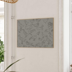 Julie de Graag Enten | Antike Kohle Bleistift Studie Zeichnung, Vintage Wilde Vogel Wand Kunst, Poster, Kunstwerk, Ententeich Bild, Wohnkultur