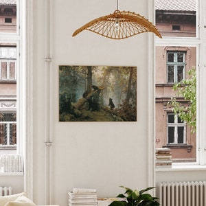 Ivan Shishkin Morgen in einem Kiefernwald | Realismus Malerei, Vintage Waldbär Druck, feine Wandkunst Waldtier Poster-Bild