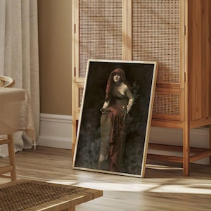 John Collier Priestess of Delphi | Vintage Pre-Raphaelite Oil Painting, Pythia Print, Oracle of Delphi Fine Art, Poster, Witch Wall Hanging