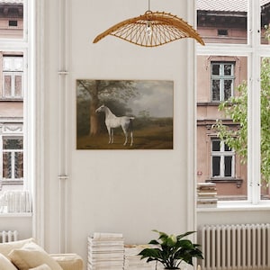 Jacques Laurent Agasse White Horse in Pasture | Antique Equestrian Painting, Vintage Print, History Poster, Wall Art, Artwork