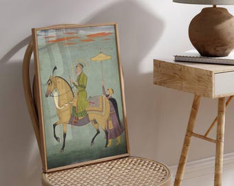 馬に乗ったアラムギル皇帝 | インド版画、ムガル帝国のヴィンテージ