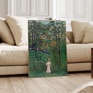 Henri Rousseau Woman Walking in an Exotic Forest | French Post Impressionist Painting, Print, Exotic Jungle Artwork, Fine Wall Art Poster