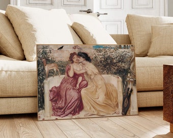 Simeon Solomon Sappho and Erinna in a Garden at Mytilene | LGBT Painting, Vintage Sapphic Print, Fine Wall Art Poster Artwork Picture
