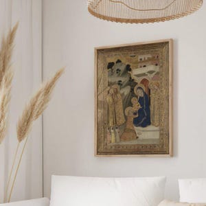 The Adoration of the Magi | Antique Matthew 2:11 Painting, Vintage Nativity Print, Baby Jesus Poster, Religious Wall Art Gifts