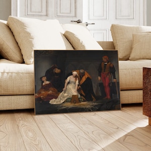 Paul Delaroche De terechtstelling van Lady Jane Gray | Antieke prent, vintage schilderij, kunst aan de muur, poster, kunstwerk, foto, woondecoratie