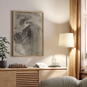 Carel Adolph Lion Cachet Studie No2 | Antique Print, Charcoal on Paper, Vintage Wall Art, Monochrome Abstract Poster, Artwork, Home Decor