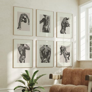 Set von 6 Reijer Stolk Anatomie Studie Prints | Vintage Menschlicher Körper Biologie Wand Kunst, Arztpraxis Poster, Medizin Studenten Kunstwerk, Bild