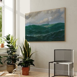 Max Jensen Schiff auf rauer See | Meereswellen Malerei, Meereswellen Druck, Feine Wand Kunst Poster, Segelboote Kunstwerk, Wohnkultur Bilder