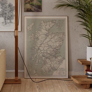HRG Inglis De veiligheidskaart van Schotland afdrukken | Vintage historische afbeelding provincie en stad, muurkunst, cadeaus, poster woondecoratie Scottish Heritage
