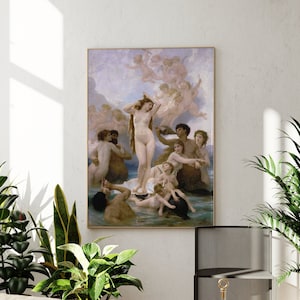 William-Adolphe Bouguereau The Birth of Venus | Antique Mythological Painting, Vintage Roman Goddess Print, Fine Art, Poster, Wall Hanging