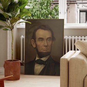 Abraham Lincoln Portrait Print | Antique American Presidant Art, Vintage Wall Art, Poster, Artwork, Historical Pictures