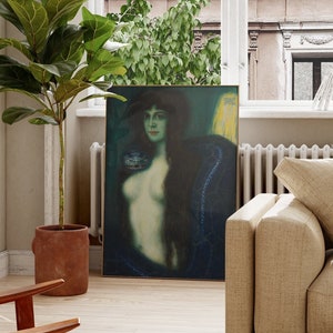 Franz von Stuck The Sin | Pintura de Simbolismo, Impressão Vintage, Arte de Parede Fina, Pôster, Arte de Mulher e Cobra Enfeitiçantes, Imagens Antigas