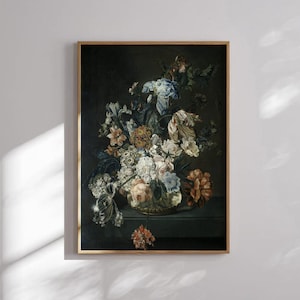 Cornelia van der Mijn Flor Natureza morta | Impressão antiga, pintura floral temperamental, decoração estética de quarto, obras de arte em alta, pôsteres elegantes