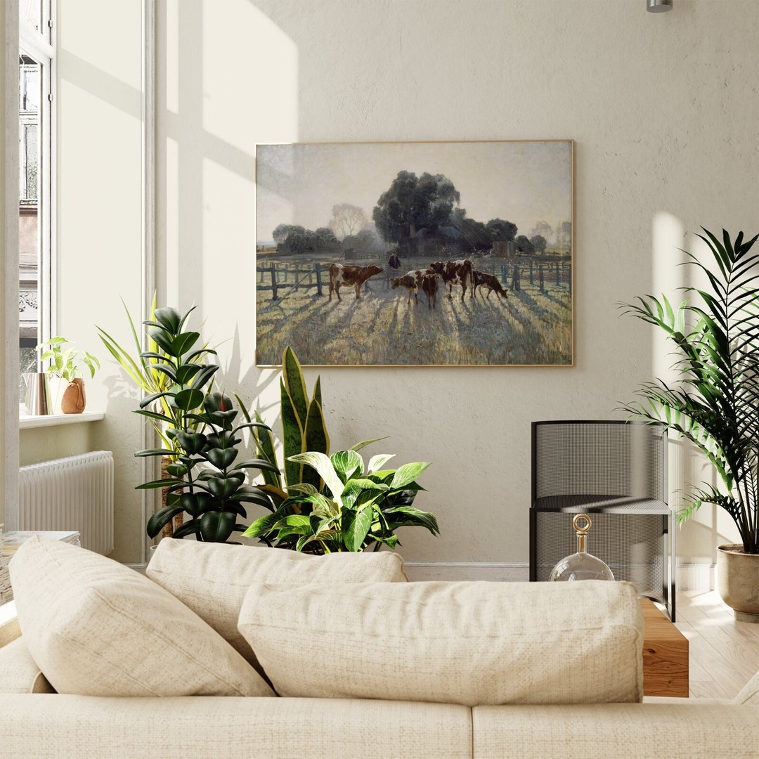 Artery8 Quadro Con Cornice Elioth Gruner Spring Frost - Stampa D'Arte A3 (33x45,5 Cm), Mucche E Paesaggio Australiano