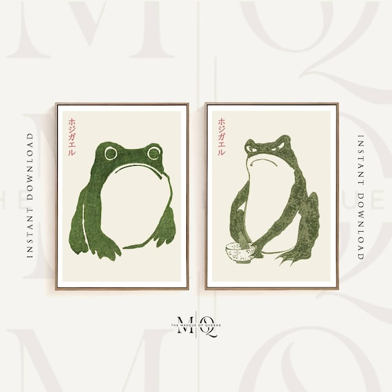 松本宝治のカエルのプリント2枚セット | 日本のヒキガエルのポスター3