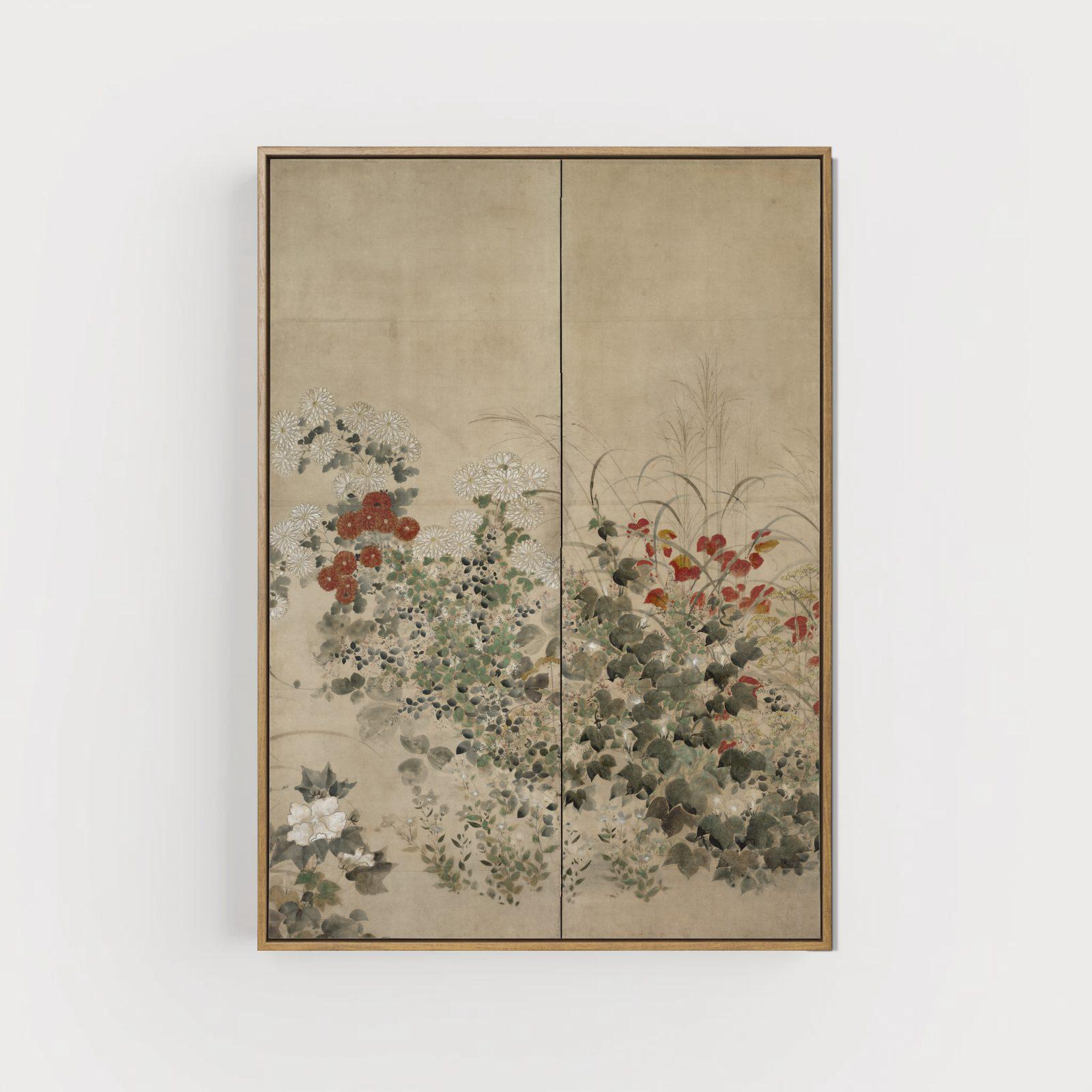 Set of 6 Flowers and Grasses Prints | Six Panel Japanese Triptych